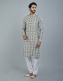 Classy Pista Green Geometric Print Cotton Kurta