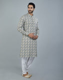 Classy Pista Green Geometric Print Cotton Kurta