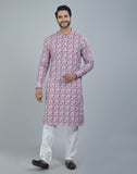 Charming Dark Pink Geometric Print Cotton Kurta