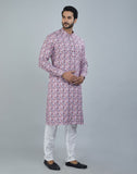 Charming Dark Pink Geometric Print Cotton Kurta