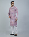 Charming Dark Pink Geometric Print Cotton Kurta