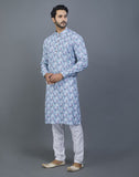 Ravishing Firozi Coloured Floral Design Cotton Kurta