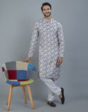 Pleasing White Color Floral Design Cotton Kurta