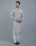 Pleasing White Color Floral Design Cotton Kurta