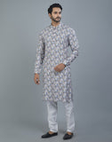 Pleasing White Color Floral Design Cotton Kurta