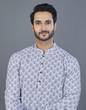 Geometric Print Grey Color Cotton Kurta