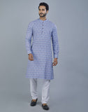 Glamorous Blue Botanical Print Cotton Kurta