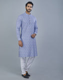 Glamorous Blue Botanical Print Cotton Kurta