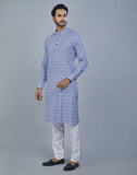 Glamorous Blue Botanical Print Cotton Kurta