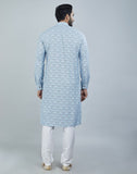 Light Blue Color Botanical Print Cotton Kurta