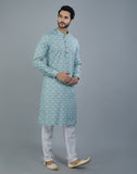 Botanical Print Light Green Colored Cotton Kurta