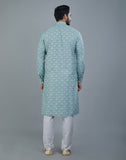 Botanical Print Light Green Colored Cotton Kurta