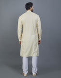 Lemon Colored Geometric Cotton Kurta