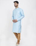 Sky Blue Impressive Thread And Sequence Work Kurtha Pajama