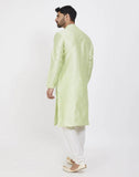 Pista Green Astonishing Self Brocade Kurtha Pajama Set