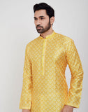 Yellow Jacquard Design Kurtha Pajama Set