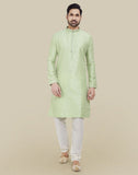 Pista Green Thread & Sequence Work Kurtha Pajama Set