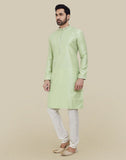 Pista Green Thread & Sequence Work Kurtha Pajama Set