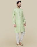 Pista Green Thread & Sequence Work Kurtha Pajama Set