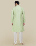 Pista Green Thread & Sequence Work Kurtha Pajama Set