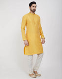 Yellow Thread & Sequence Work Kurtha Pajama Set