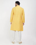 Yellow Thread & Sequence Work Kurtha Pajama Set