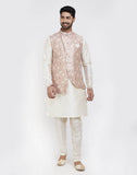 Pink Self Brocade Kurtha Set