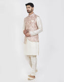 Pink Self Brocade Kurtha Set