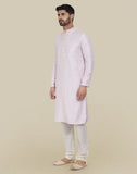 Light Pink Stylish Thread And Sequence Work Kurtha Pajama Set