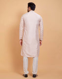 Fawn Coloured Self Design Embellished work Jacquard Kurta Set