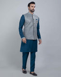 Rama Green All Over Heavy Thread And Sequence Work Kurta Jacket Set