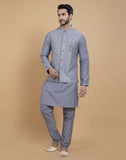 Soft Kurta With Raw Silk Sequence Work Jacket Style