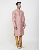 Peach Self Highlighted Brocade Design Kurtha Pajama