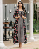 Elegant Black Coloured Cotton Silk Kurti With Shrug