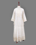 White Floral Cotton Mirror Kurti With Dupatta