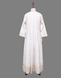 White Floral Cotton Mirror Kurti With Dupatta