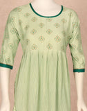 Light Green Floral Print Cotton Silk Kurti