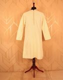 Cream colour Butta design Raw Silk Kurta Pyjama Set