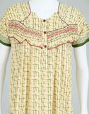 Green Striped Cotton Printed Women Nighty