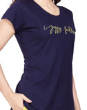 Navy Blue Typography Cotton Printed Night Wear