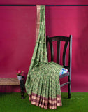 Green Colour Organza Floral Print Saree