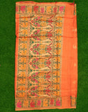 Orange Floral Dola Silk Fabric Saree