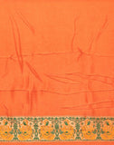 Orange Floral Dola Silk Fabric Saree