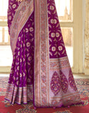 Dark Pink Botanical Weaving Banaras Silk Saree