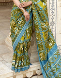 Dark Green Patola Silk Ikat Weaving Saree