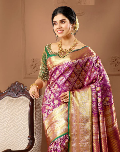 Pastel Purple Zari Pure Kanchi Pattu Saree – rsbrothersshop