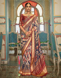 Multi Color Graphic Print Banaras Silk Patola Saree
